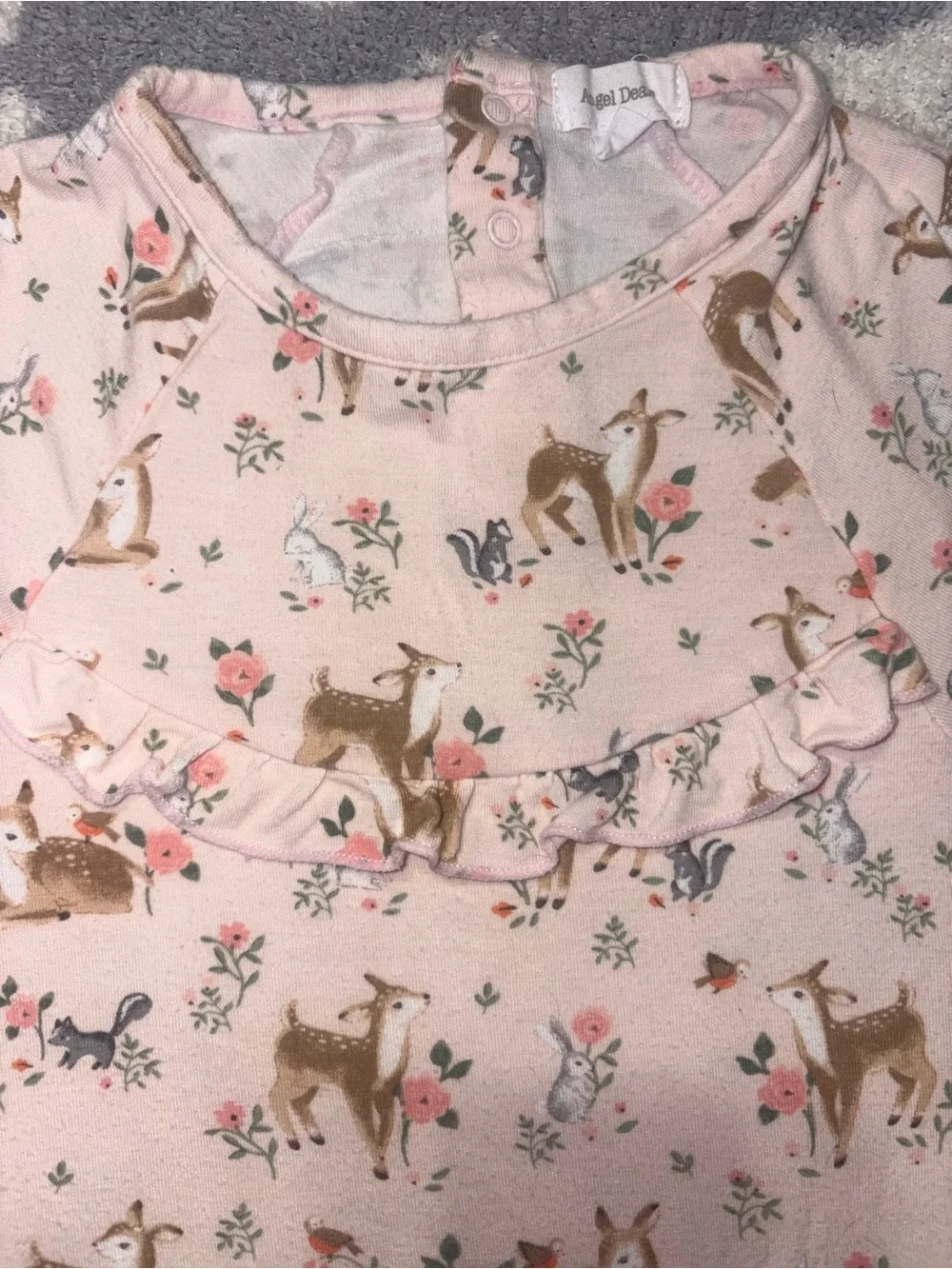 Angel Dear Long Sleeve Bamboo Light Pink Woodland Deer Floral Themed Gown 4T